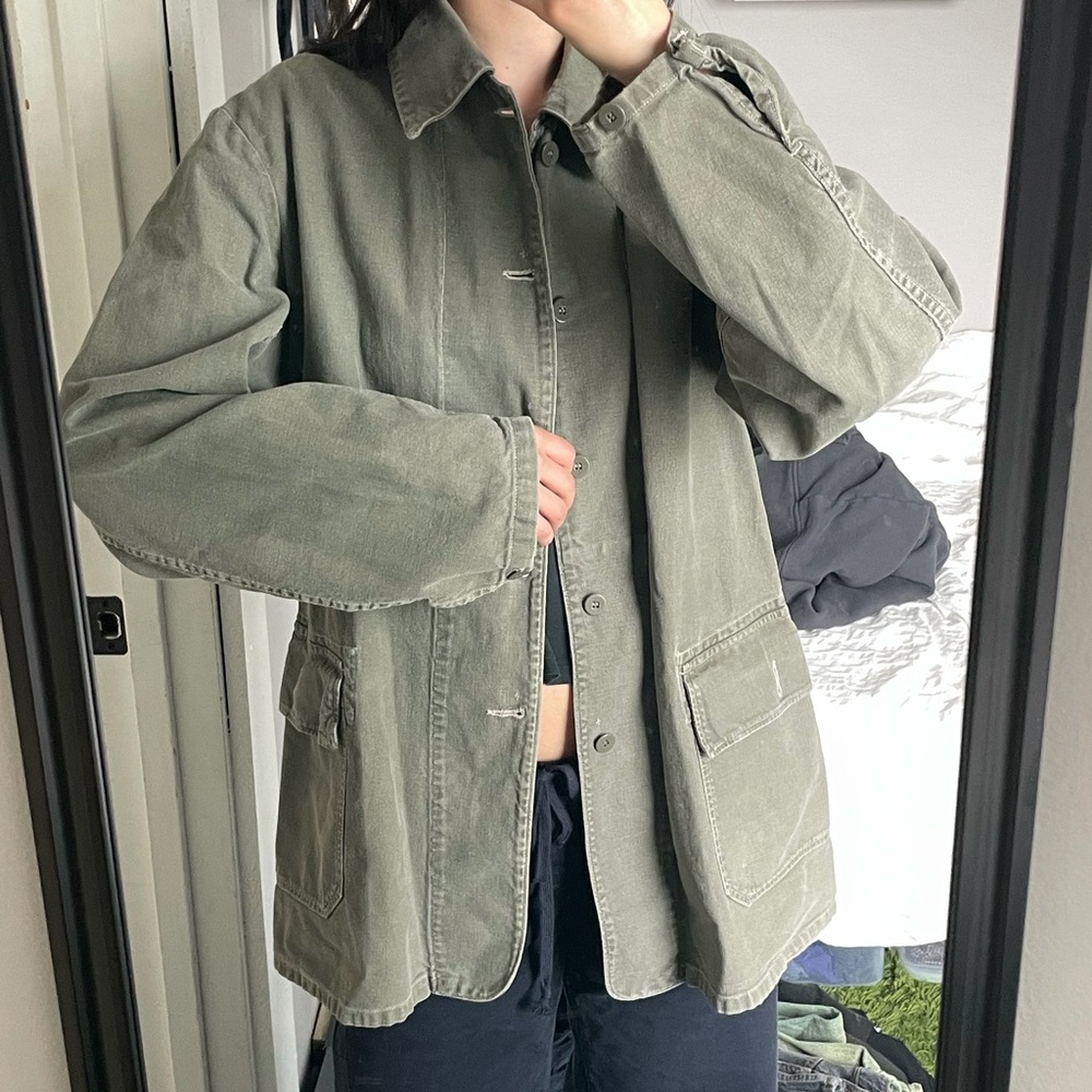 OLIVE GREEN UTILITY SHIRT JACKET
